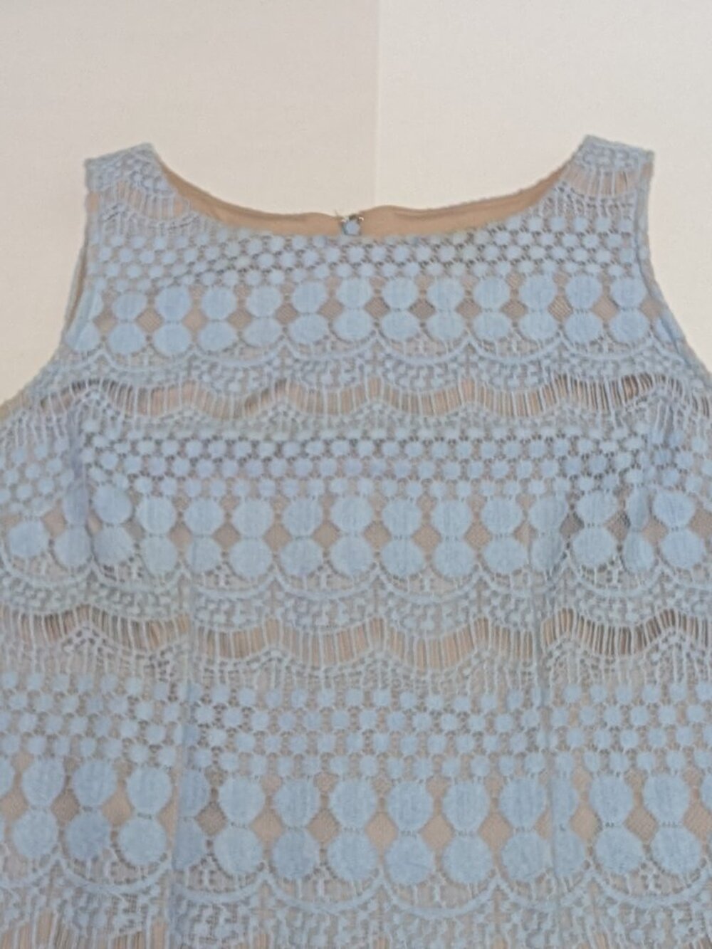 Jessica Howard Women's Blue Lace with Nude Lining Sheath Dress, Size 10 P - Picture 5 of 15